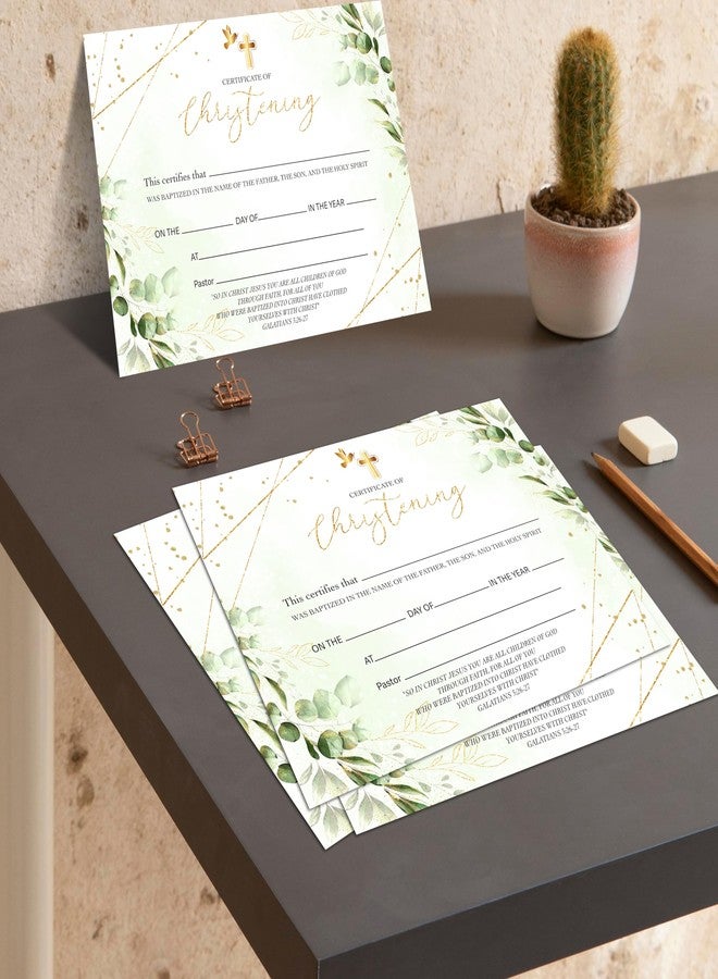 Foosproea Baby Certificate for Church, Gold Greenery Baby Dedication Christening Certificates Gifts for Boys Girls, Church Baptism Gifts, 15 - Image 3